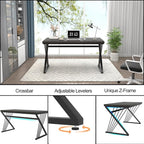FOLUBAN Modern Home Office Desk, Rustic Wood and Metal Computer Desk, Writing Study Gaming Table PC Desks for Living Room Bedroom, Industrial Dark Gray, 53 inch