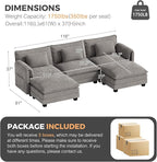 ELUCHANG Oversized 116" Modular Sectional Sofa, Comfy Cloud Couch, U Shaped Deep Seat Sofa Couches for Living Room, 5-Seater Modern Sofa with Movable Ottoman, DIY Combination - Chenille Light Grey