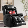 TEKAMON Power Lift Recliner Chair for Elderly with Heat & Massage, Dual Motor Genuine Leather Recliner, Lay Flat Sleeping Chairs with Infinite Position, RemoteControl(Black, Extended)