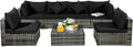 Tangkula 7 Pieces Patio Rattan Furniture Set, Patiojoy Outdoor Conversation Set with Cushions and Tempered Glass Coffee Table, All-Weather Sectional Sofa Set for Garden, Lawn, Backyard (Black)
