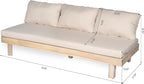 Christopher Knight Home Topia Acacia Wood Outdoor 3 Seater Sofa with Cushion, Wooden Patio Sofa Couch with Cushion, Comfy Armless Cloud Sofa Couch, Patio Furniture Sofa Set, Light Wash+Beige