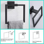 Bathroom Hardware Set Bathroom Accessories Set SUS304 Towel Bar Set Includes Towel Bar Inch+Towel Holder+Toilet Paper Holder+Towel Hook (10, Matte Black-Paper Holer with Cover+Towel Ring)