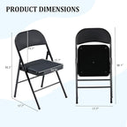 6 Pack Black Folding Chairs with Padded Cushion and Back, Foldable Indoor Outdoor Chairs with 330-LBS Capacity, Portable Heavy Duty Metal Frame Commercial Seat for Kitchen, Party, Events, Wedding