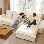 POVISON Oversized Modular Sectional Sailboat Sofa for Living Room with Adjustable Backrest Sectional Couches Large Deep Sofa Set 3 Seats Big with 3 Ottomans Comfy Cloud Couch for House Office