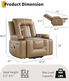 GarveeHome Electric Lift Recliner Chair - Heat and Massage, PU Leather Power Lift Recliner for Elderly & Mobility Impaired, Adjustable Back and Legs, Heavy Duty Lift Chair for Seniors