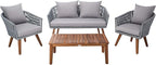 SAFAVIEH PAT7072A Outdoor Velso Rope 4-Piece Seat Cushions and Pillows Included Patio Set