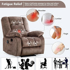 ANJHOME Massage Recliner Chairs with Heat and Vibration,Overstuffed Manual Rocking Reclining Chair for Living Room Bedroom (Camel)