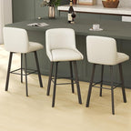 Swivel Bar Stools, 30''H Upholstered Barstools with Backs, Modern Counter Height Bar Stool Chairs for Kitchen Island, Metal Legs (Beige- Faux Leather, Set of 3-30" H)