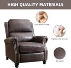 Push Back Recliner Chair Faux Leather Lounge Armchair with Rivet Decoration Wingback Single Sofa Chair with Padded Seat Solid Wood Legs for Living Room, Comfy Upholstered, Dark Grey