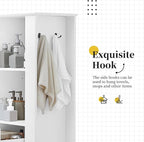 Tall Storage Cabinet, Multi-Use Bathroom Floor Freestanding Storage Cabinet with One Drawer, Adjustable Shelf, and One Tilt-Out Compartment for Bathroom, Office, Living Room, White