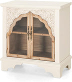 PHI VILLA Vintage 2 Door Accent Cabinet,Small Distressed Storage Cabinet with Doors for Living Room, Kitchen & Entryway