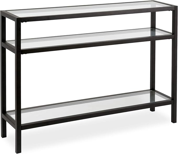 Henn&Hart 42" Wide Rectangular Console Table in Blackened Bronze, Entryway Table, Accent Table for Living Room, Hallway