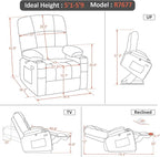 MCombo Oversized Dual Motor Power Lift Recliner Chair Sofa with Massage and Heat for Big Elderly People, Infinite Position, USB Ports, Fabric R7677 (Brown, Medium-Oversize)