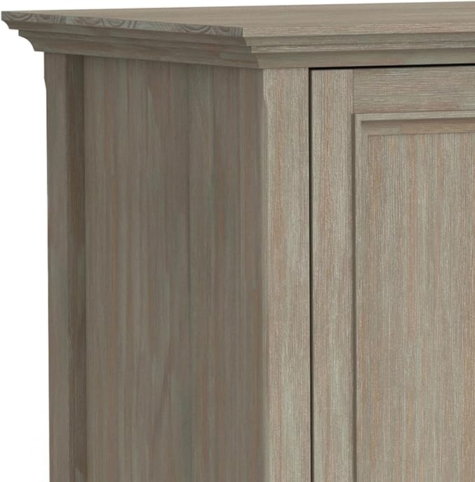 SIMPLIHOME Amherst 54-inch Wide Solid Wood TV Stand in Antique White, Transitional-Style Media Console for Living Room with Adjustable Shelves and Cable Management