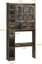 Over The Toilet Storage Cabinet, Farmhouse Storage Cabinet Over Toilet with 2 Barn Doors & Toilet Paper Holder Stand，Home Space-Saving Toilet Rack, for Bathroom, Restroom, Laundry