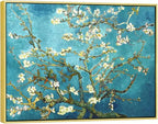 Wieco Art Framed Wall Art Almond Blossom Floral Giclee Canvas Prints of Van Gogh Famous Oil Paintings Reproduction Flowers Pictures on Canvas Wall Art for Bedroom Home Decorations
