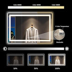 55x36 Inch LED Bathroom Mirror with Lights Front and Backlit Lighted Vanity Mirror for Bathroom Wall with 3 Colors Dimmable Anti-Fog Memory Shatter-Proof IP54 Waterproof Horizontal/Vertical