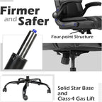 OUTFINE Flip-up Arms Office Chair 300lbs Executive Chair Swivel Office Chair with hydrolysis-Resistant Leather Spring Cushion Thick Padding and Ergonomic Design (Black, Flip Arm Medium)