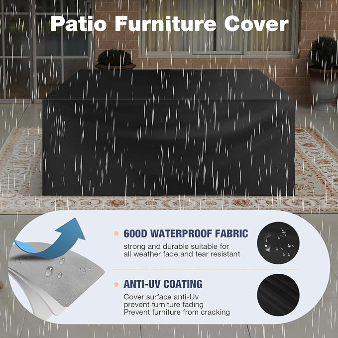 Aoxun Aluminum Patio Furniture Set 7 Seats, Oversized Outdoor Sectional with Washable Thick Cushions, Coffee Table and Waterproof Cover, Patio Conversation Sets for Porch, Balcony, Deck