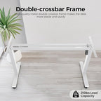 Electric Adjustable Standing Desk with Wheels, 63'' x 24''Sit Stand Desk with Dual Crossbeam and Mouse Pad, 27''-46'' Lifting Range Computer Table with Ergonomic Arc Desktop (Oak Arc)