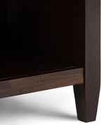 SIMPLIHOME Carlton Bedside Table - 24 inch Wide Solid Wood Nightstand Table in Dark Tobacco Brown, Transitional Bedroom Side or End Table with 2 Drawers, Open Storage Shelf and Bronze Hardware