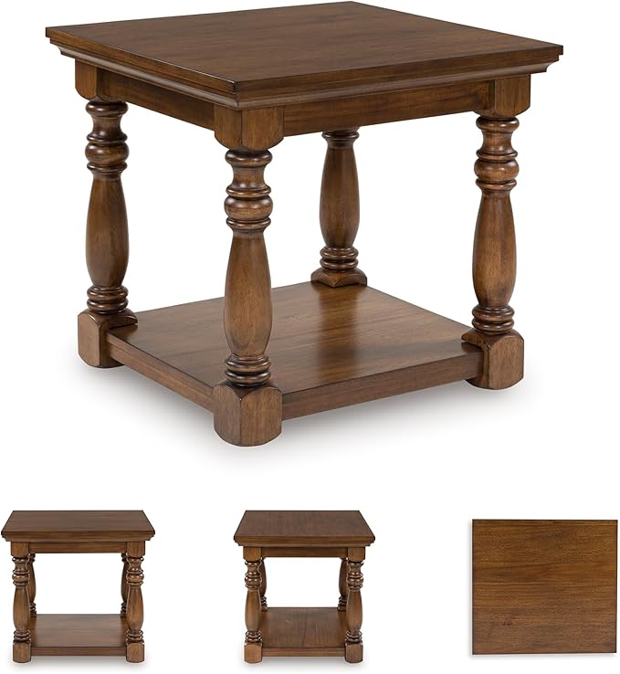 Signature Design by Ashley Sturlayne Classic End Table with Open Shelf, Light Brown