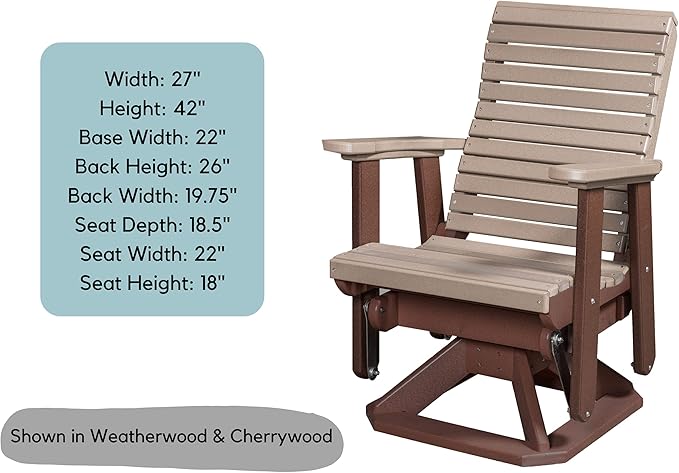 DutchCrafters Modern Horizontal Slat High Back Poly Glider Chair Outdoor Patio Furniture (White & Aruba Blue)