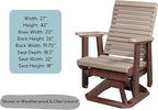 DutchCrafters Modern Horizontal Slat High Back Poly Glider Chair Outdoor Patio Furniture (White & Aruba Blue)
