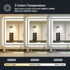 36x36 Inch LED Bathroom Mirror with Lights (Front Lit and Backlit) Black Framed Lighted Vanity Mirror for Bathroom Wall Dimmable Anti-Fog Memory Tempered Glass Horizontal/Vertical