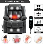 Recliner Chairs for Adults, Power Lift Chair for Elderly, Oversized Bedroom Chair with Massage&Heat, Leather Nursery Glider Chair for Living Room, Sofa Chair Home Theater Seating with Lumbar Support