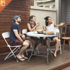 VINGLI 5 Pack White Plastic Folding Chair, Indoor Outdoor Portable Stackable Commercial Seat with Steel Frame 350lb. Capacity for Events Office Wedding Party Picnic Kitchen Dining