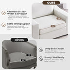 ABCASA 47" W Oversized Accent Chair, Comfy Upholstered Sofa Chair with Large Seat and Wide Armrest, Pet-Friendly Modern Lounge Armchair for Living Room/Apartment/Bedroom, Premium Linen, Ivory