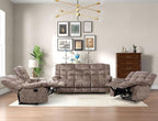 CANMOV Manual Recliner Sofa Set,2 Pieces Sofa Furniture Set for Living Room, Manual Reclining Loveseat and Recliner Sofa with Overstuffed Arms for Living Room, Bedroom, Light Brown (2+3)