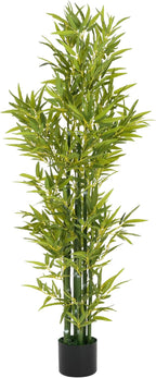 Christopher Knight Home Alene Set of 2 60.75''H Artificial Tree Indoor, Artificial Bamboo Tree with Nursery Pot, Faux Tree with Black Plastic Pot for Living Room, Artificial Plant for Home Decor,Green