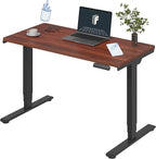 FLEXISPOT E6 3 Stages Dual Motor Electric Standing Desk 48x24 Inch Whole-Piece Board Height Adjustable Desk Electric Sit Stand Desk(Black Frame + Mahogany Desktop, 2 Packages)