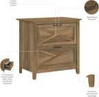 Bush Furniture Key West 2 Drawer Lateral File Cabinet in Reclaimed Pine, Document Storage for Home Office, Accent Chest with Drawers