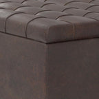 SIMPLIHOME Harrison 30 inch Wide Transitional Square Small Coffee Table Storage Ottoman in Distressed Brown Vegan Faux Leather, Assembled, for The Living Room and Bedroom