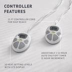 Serta Waterproof Heated Mattress Pad - Electric Bed Warmer with 10 Heat Settings, Auto Shut Off Timer, ETL Certified Electric Mattress Pad, Elastic Deep Pocket, Machine Washable, White Queen