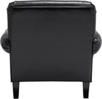 Accent Chair,22.4" Seat Depth Armchair with Roll Arms,36.6W*34.3D*34.6H Living Room Chair,Wood Legs,Set of 2,Faux Leather in Black