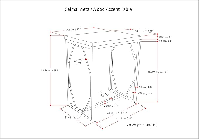 SIMPLIHOME Selma Contemporary 20 Inch Wide Metal and Wood Accent Side Table in Natural, Gold, For the Living Room and Bedroom