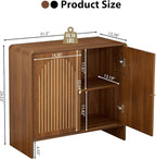 Sideboard Buffet Cabinet with Storage, Wood Arched Storage Cabinet with 2 Doors and Adjustable Shelf, Small Curved Entryway Accent Cabinet for Living Room Hallway Kitchen Dining Room, Walnut