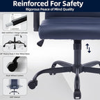 Office Chair, Ergonomic Executive Conference Room Chairs, Ribbed Leather Desk Chair with Lumbar Support, Adjustable Height Mid-Back Swivel Chair with Padded Seat