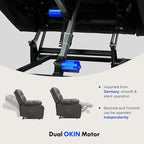 FLEXISPOT XL51 Dual OKIN Motor Power Lift Recliner Chair for Elderly, Lay Flat Electric Recliner with Massage & Heat, USB Ports, Faux Leather Reclining Sofa for Living Room Bedroom, Black