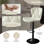 Bar Stools Set of 4,Adjustable Swivel Barstools, Faux Leather Bar Chairs,Upholstered Counter Height with High Backrest for Kitchen Island, White