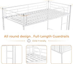 Merax Metal Bunk Bed, Bunk Bed with Ladder and high Guardrail, Able to Split, Under Bed Storage Space, Noise Free, Twin Over Twin Size, White