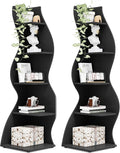 Tribesigns Corner Shelf, Modern 5-Tier Wall Corner Bookshelf, Stylish Corner Small Bookcase Storage Rack Plant Stand with Unique Shape for Living Room, Home Office, (2PCS, Black)