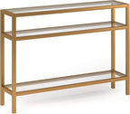 Henn&Hart 42" Wide Rectangular Console Table in Brass, Entryway Table, Accent Table for Living Room, Hallway