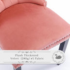 Velvet Upholstered Dining Chairs Set of 4, Modern Style Kitchen Side Chairs with Nailhead Trim and Wood Legs,Metal Pulling Ring for Dining Room Living Room(Pink,Set of 4)