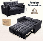 FLEXISPOT XCT4 3-in-1 Convertible Loveseat Sofa Bed for Small Spaces, Velvet Pull Out Couch with Adjustable Backrest, Compact Twin Sleeper Chaise Lounge Futon for Apartment Dorm RV Guest Room, Black