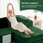 Cloud Sectional Sofa Modern Boneless Couch for Living Room, Comfy Deep Seat Comfy Teddy Fabric Double Sofa Chaise No Assembly Required (Green, 77.2" Double Chaise Lounge)